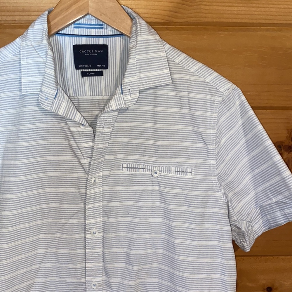 Mens Cactus Man Ricky Singh pinstriped button down - Picture 2 of 4